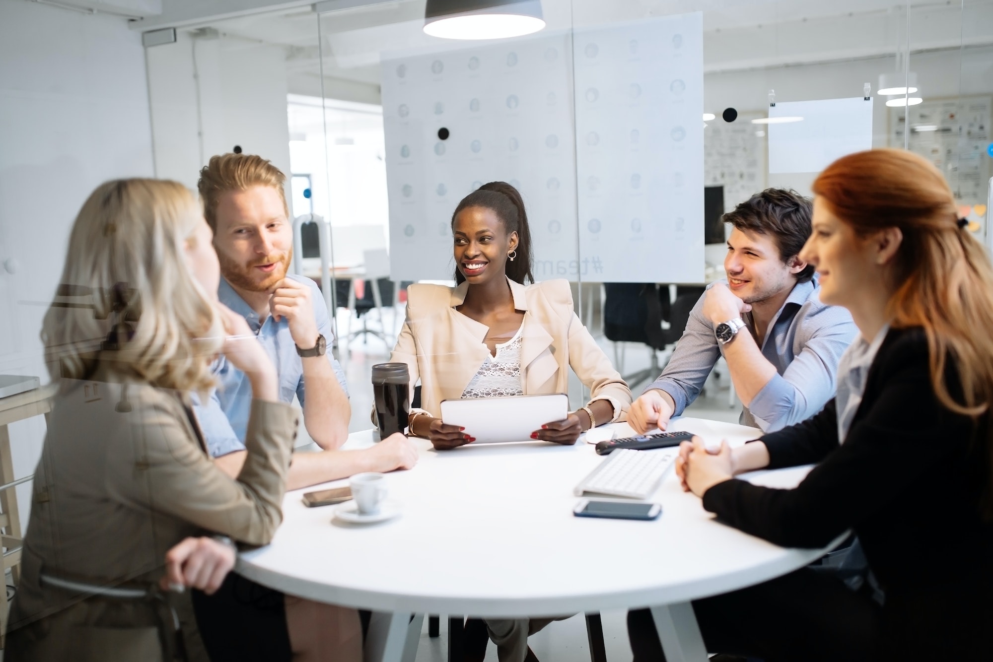 Business people meeting at round table